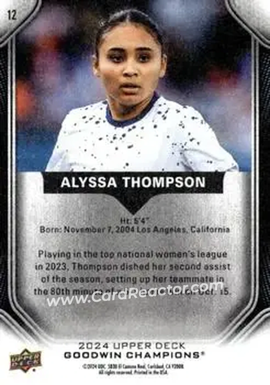 2024 Upper Deck Goodwin Champions #12 - Alyssa Thompson - Back