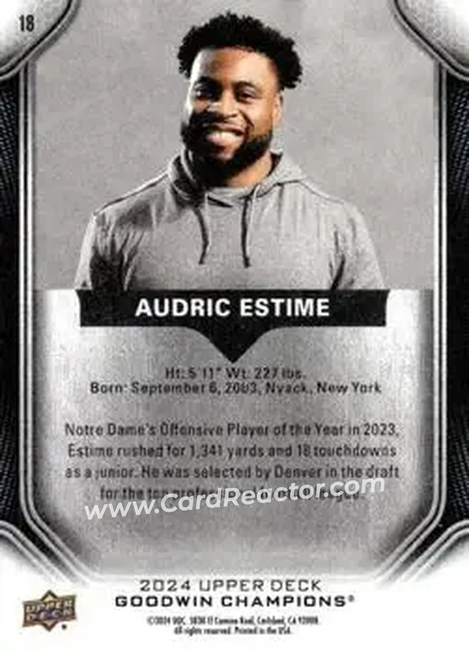 2024 Upper Deck Goodwin Champions #18 - Audric Estime - Back