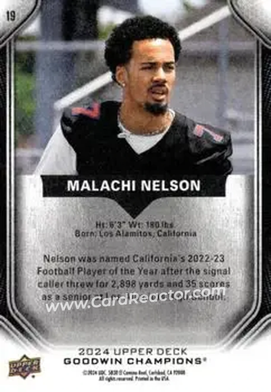 2024 Upper Deck Goodwin Champions #19 - Malachi Nelson - Back