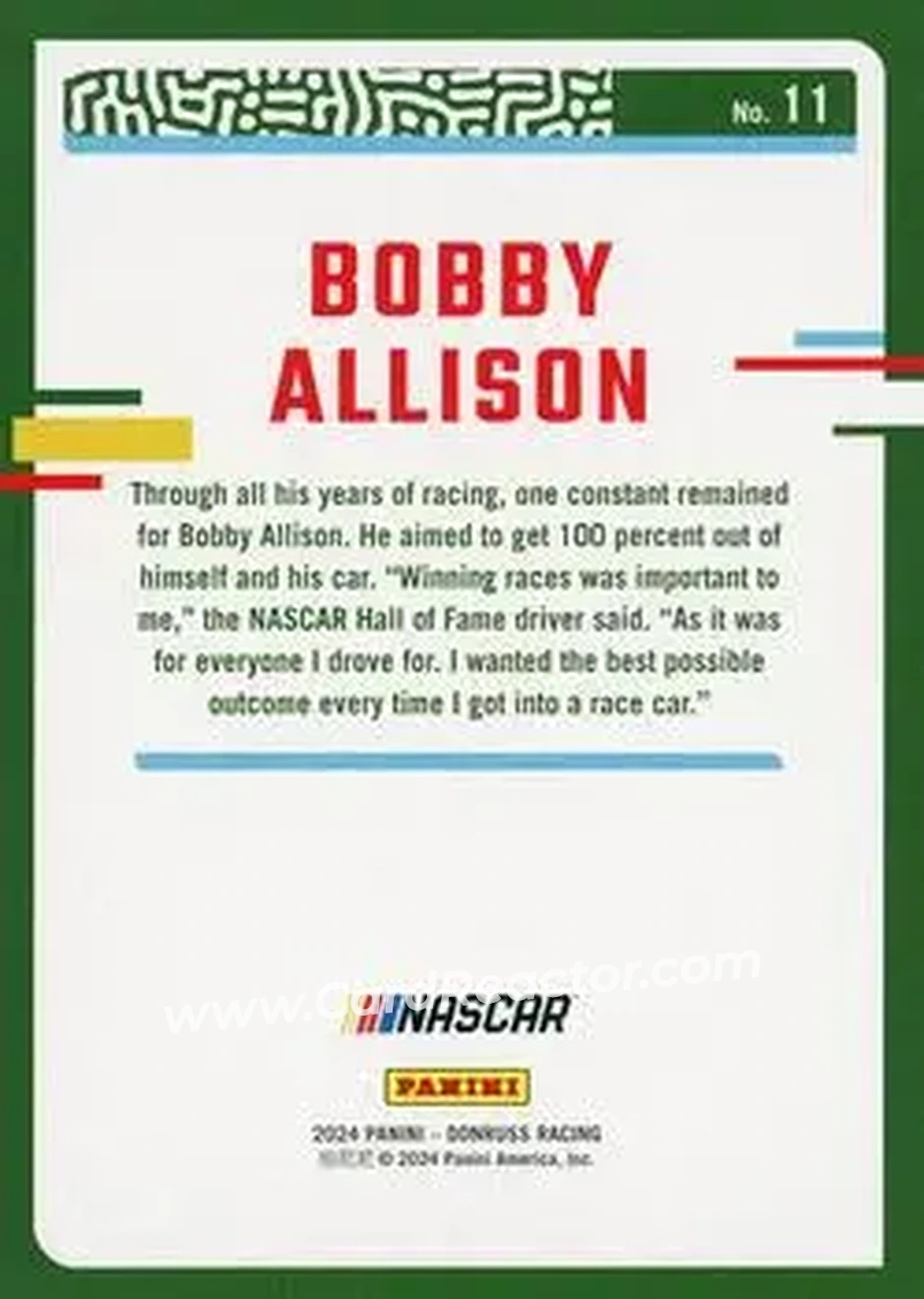 2024 Donruss #11 - Bobby Allison - Stavola Brothers Racing - Back