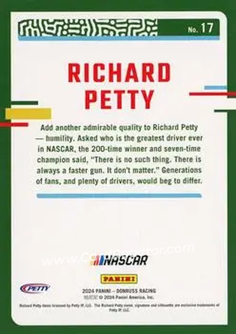 2024 Donruss #17 - Richard Petty - Petty Enterprises - Back