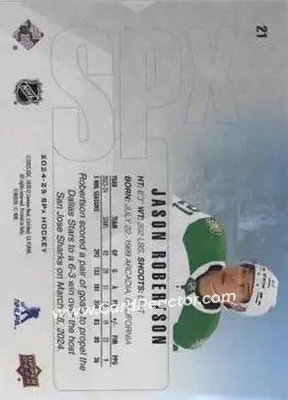 2024-25 SPx #21 - Jason Robertson - Dallas Stars - Back