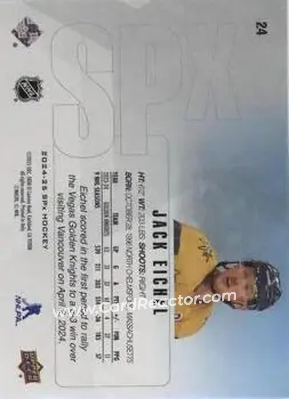 2024-25 SPx #24 - Jack Eichel - Vegas Golden Knights - Back