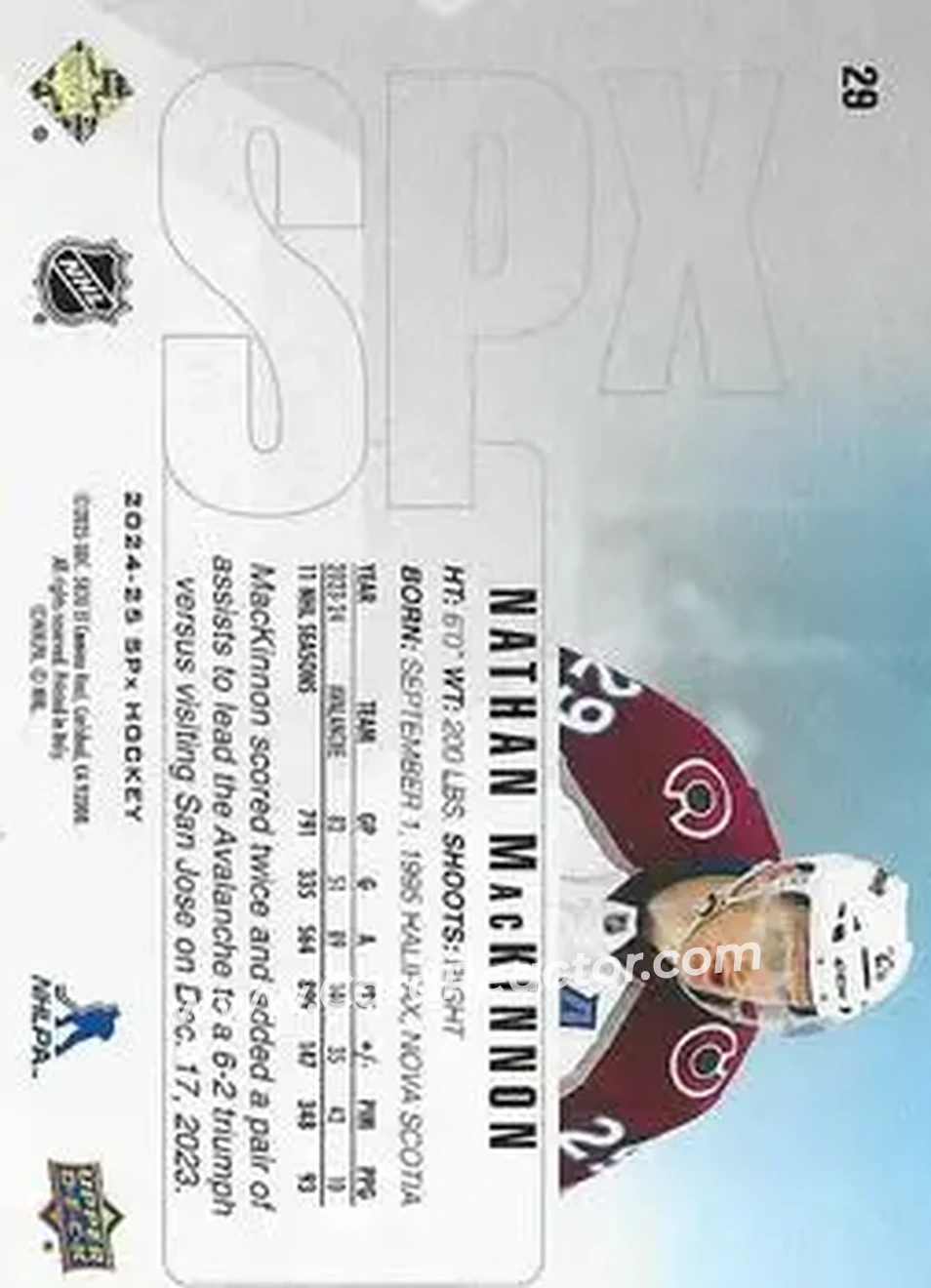 2024-25 SPx #29 - Nathan MacKinnon - Colorado Avalanche - Back