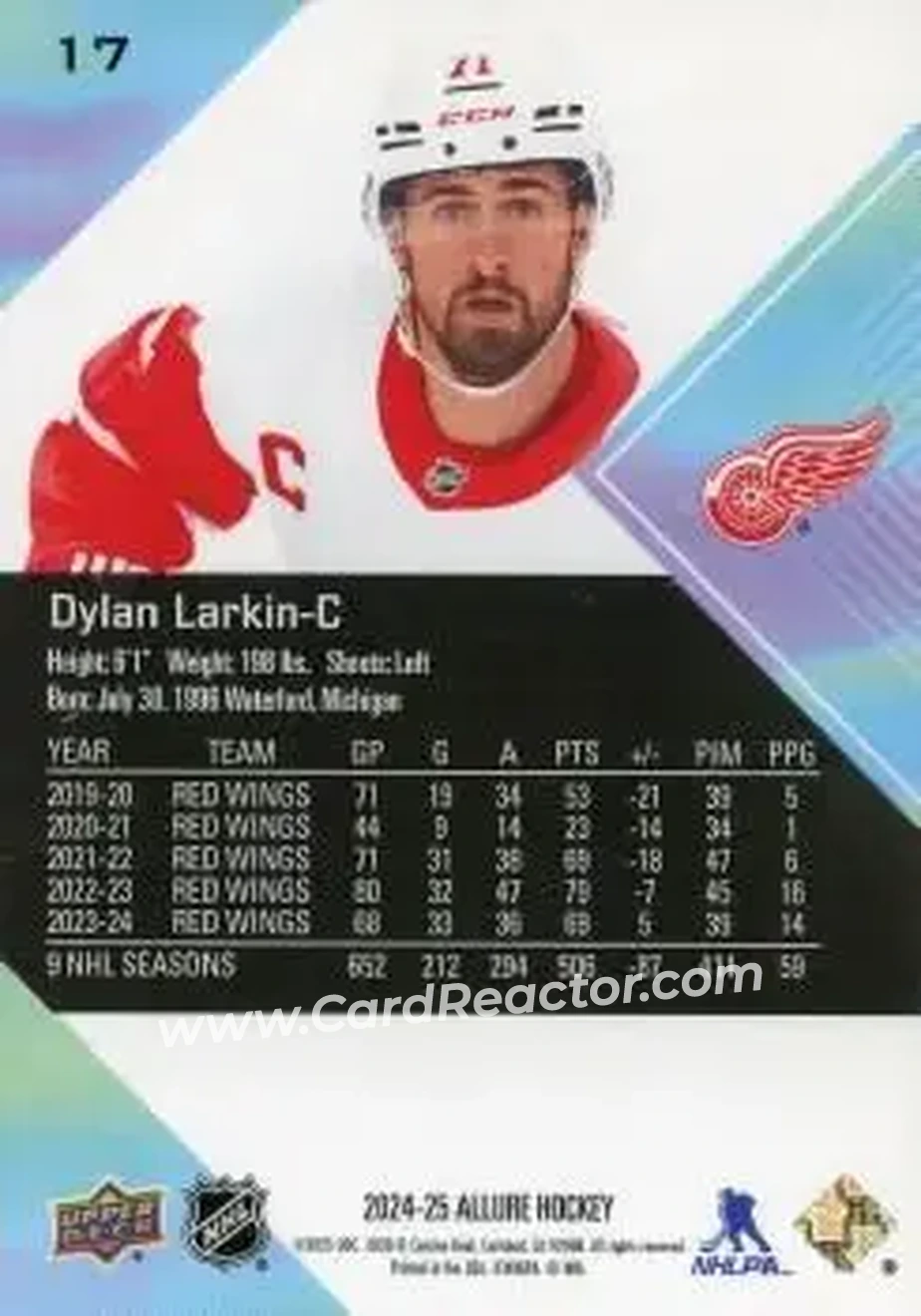 2024-25 Upper Deck Allure #17 - Dylan Larkin - Detroit Red Wings - Back