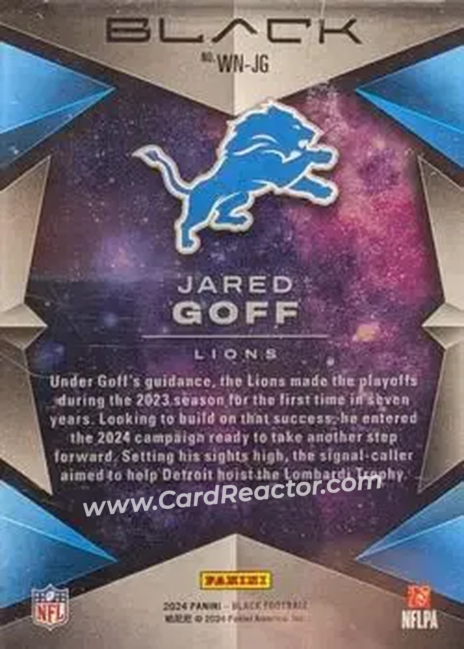 2024 Panini Black - White Night #WN-JG - Jared Goff - Detroit Lions - Back