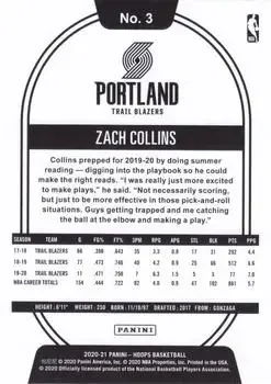 Back of Zach Collins