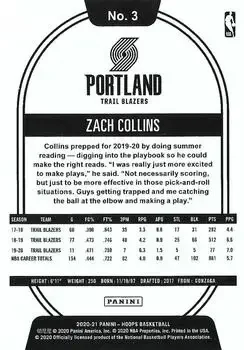 Back of Zach Collins