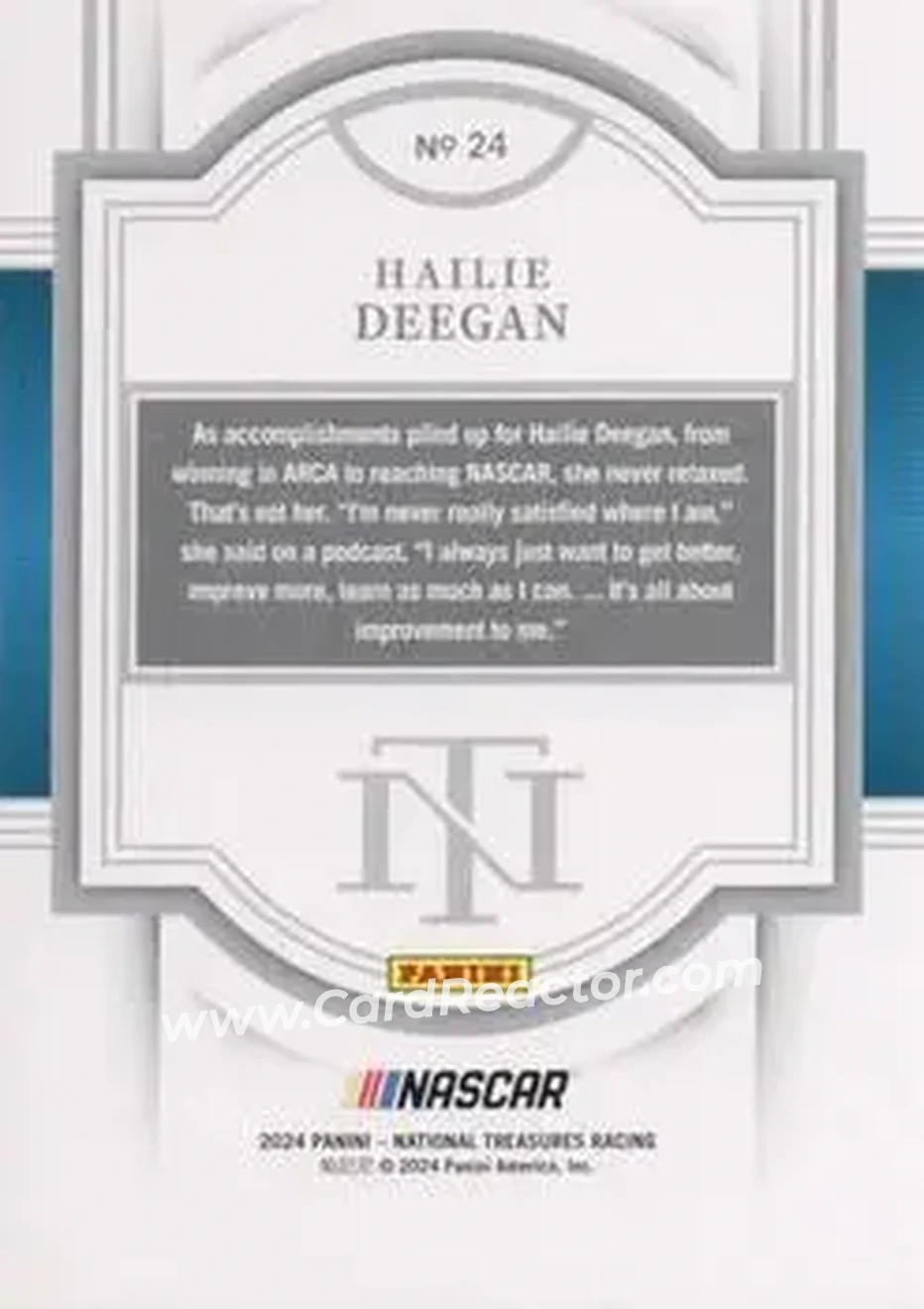 2024 Panini National Treasures #24 - Hailie Deegan - AM Racing - Back