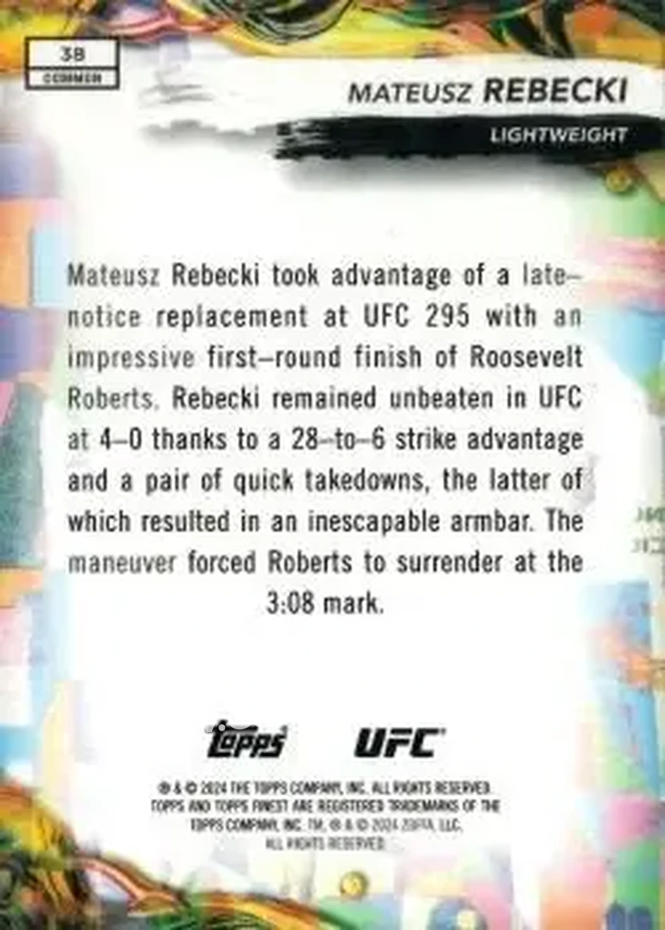 2024 Topps Finest UFC #38 - Mateusz Rębecki - Back