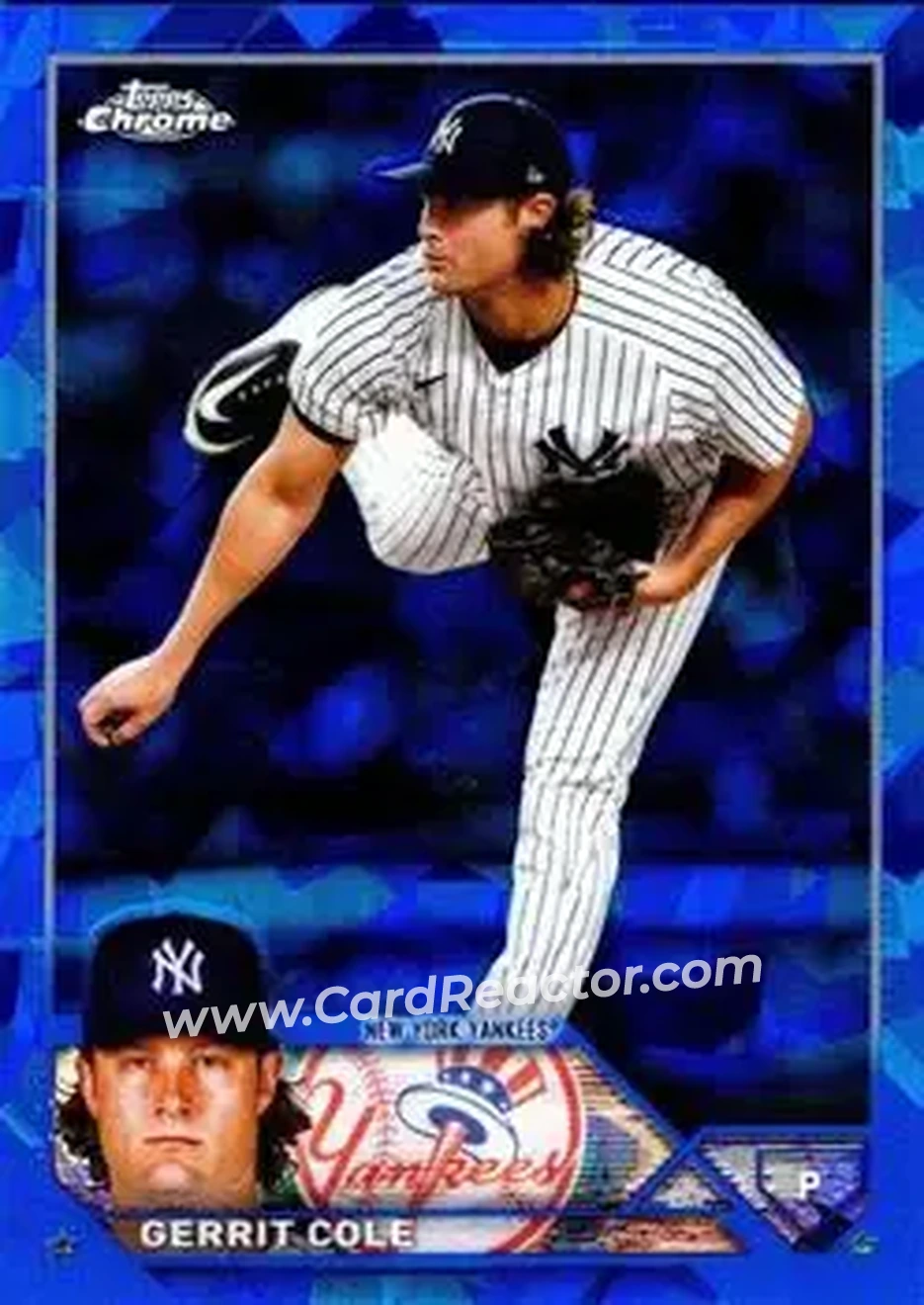 2023 Topps Chrome Sapphire Edition #45 - Gerrit Cole - New York Yankees - Front 2023 Topps Chrome Sapphire Edition #45 - Gerrit Cole - New York Yankees - Front
