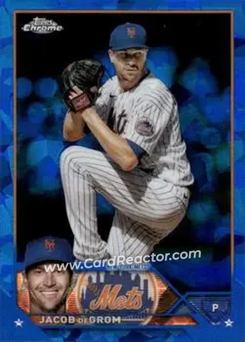 2023 Topps Chrome Sapphire Edition #48 - Jacob deGrom - New York Mets - Front 2023 Topps Chrome Sapphire Edition #48 - Jacob deGrom - New York Mets - Front