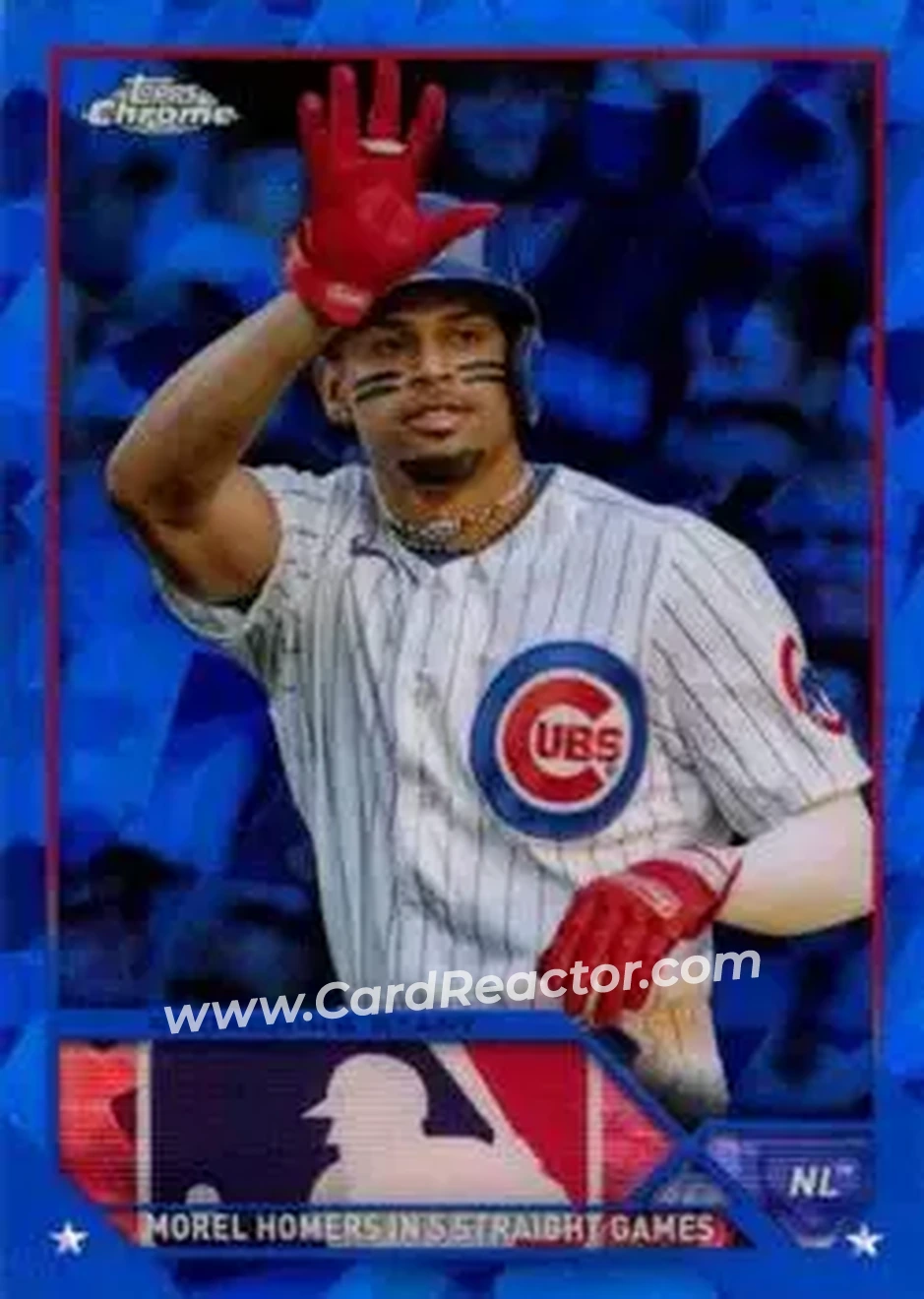 2023 Topps Chrome Update Sapphire Edition #USCS41 - Scorching Start - Chicago Cubs - Front 2023 Topps Chrome Update Sapphire Edition #USCS41 - Scorching Start - Chicago Cubs - Front