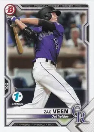 2021 Bowman 1st Edition #BFE-3 - Zac Veen - Colorado Rockies
