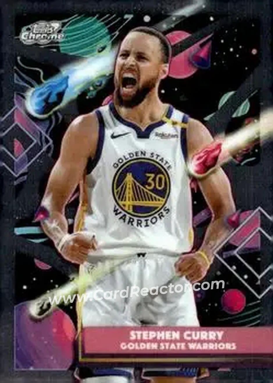 2025-26 Topps Chrome Cosmic #18 - Stephen Curry - Golden State Warriors - Front 2025-26 Topps Chrome Cosmic #18 - Stephen Curry - Golden State Warriors - Front