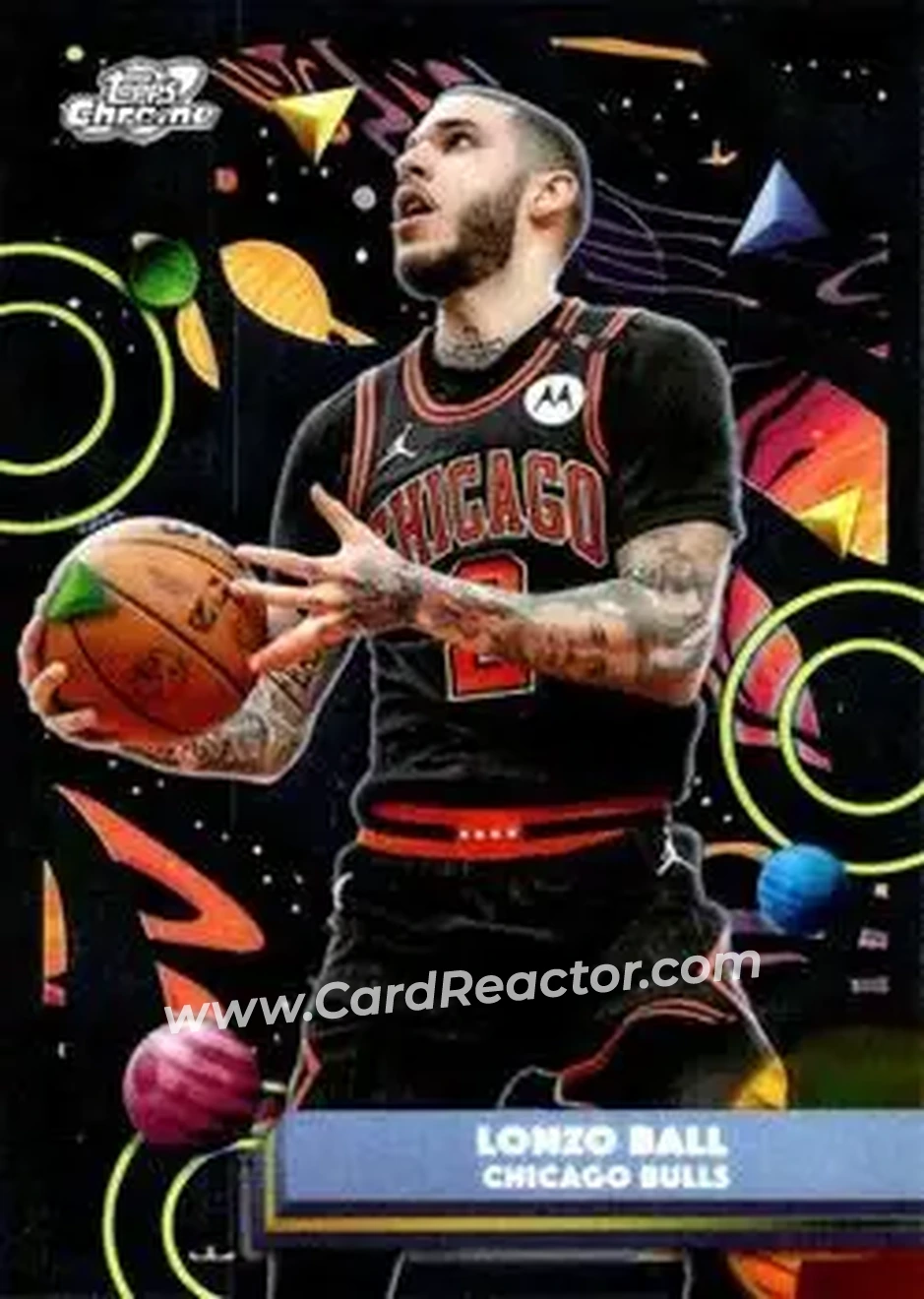 2025-26 Topps Chrome Cosmic #19 - Lonzo Ball - Chicago Bulls - Front 2025-26 Topps Chrome Cosmic #19 - Lonzo Ball - Chicago Bulls - Front