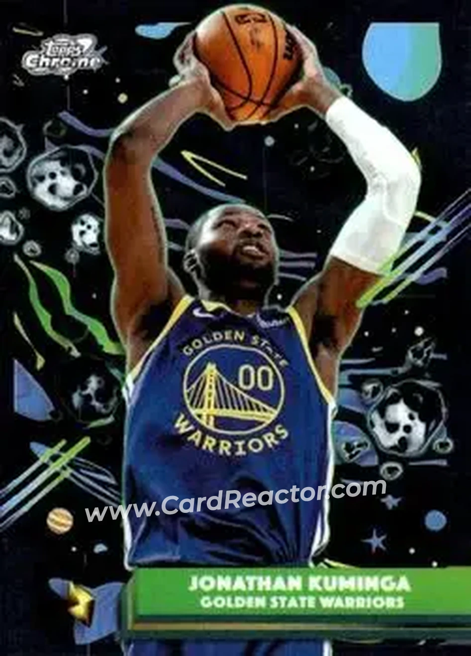 2025-26 Topps Chrome Cosmic #27 - Jonathan Kuminga - Golden State Warriors - Front 2025-26 Topps Chrome Cosmic #27 - Jonathan Kuminga - Golden State Warriors - Front