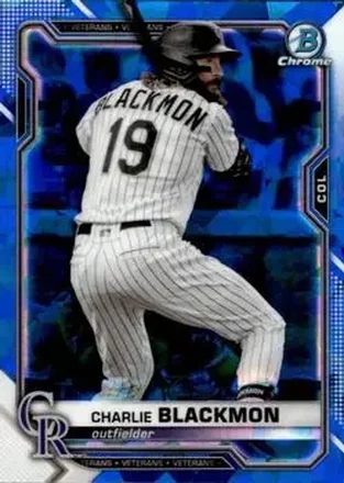 2021 Bowman Chrome Sapphire Edition #15 - Charlie Blackmon - Colorado Rockies
