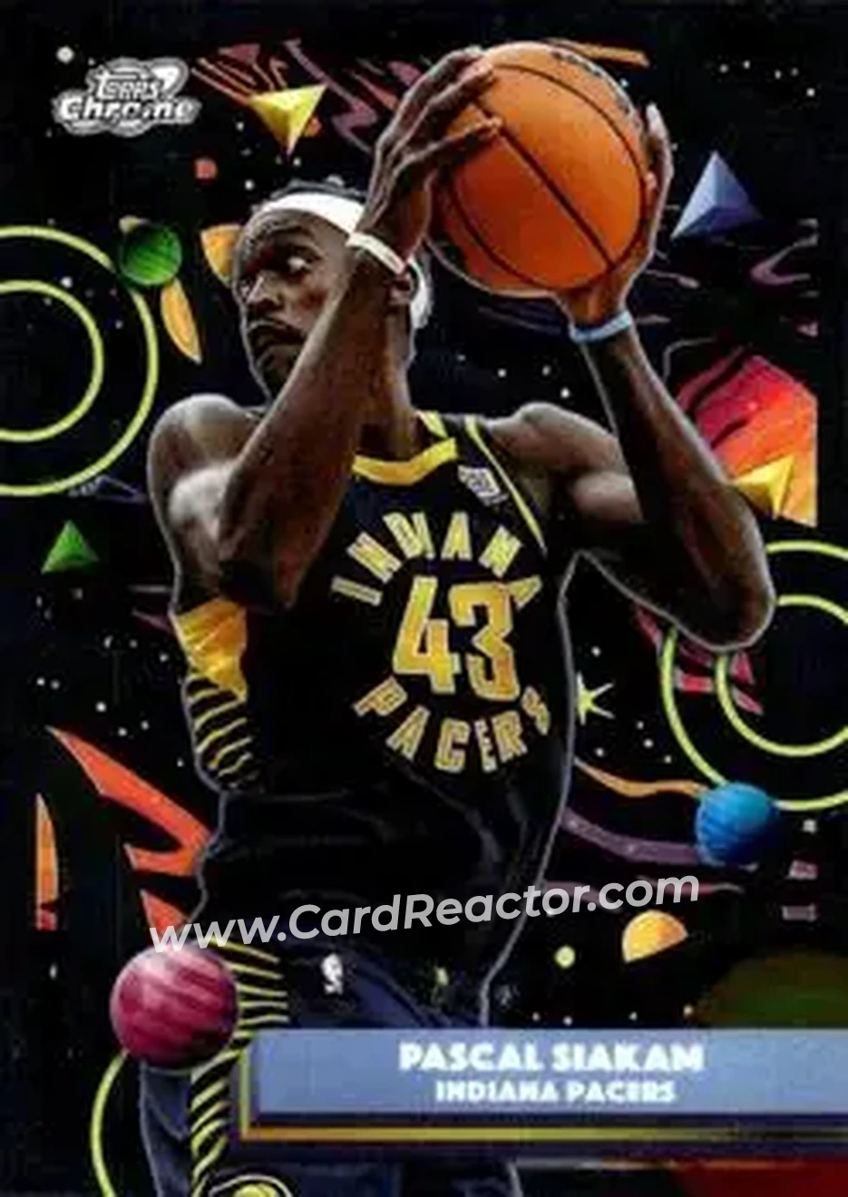 2025-26 Topps Chrome Cosmic #46 - Pascal Siakam - Indiana Pacers - Front 2025-26 Topps Chrome Cosmic #46 - Pascal Siakam - Indiana Pacers - Front