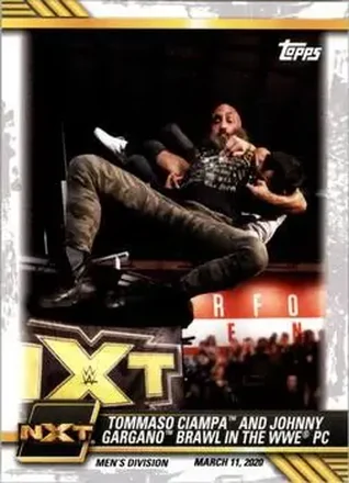 2021 Topps WWE NXT #7 - Tommaso Ciampa and Johnny Gargano Brawl in the WWE PC