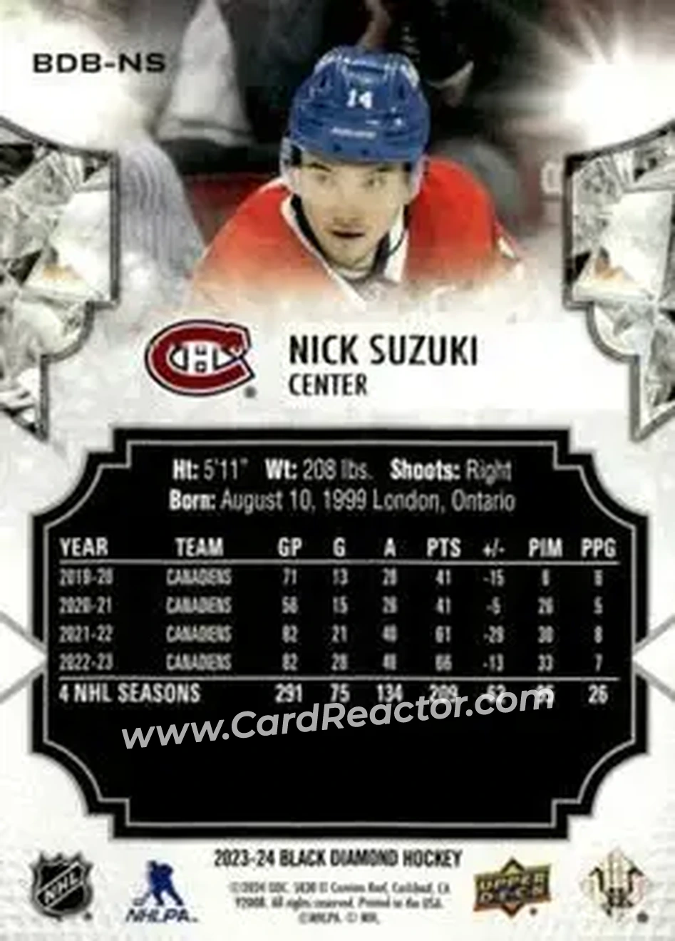 2023-24 Upper Deck Black Diamond #BDB-NS - Nick Suzuki - Montreal Canadiens - Back