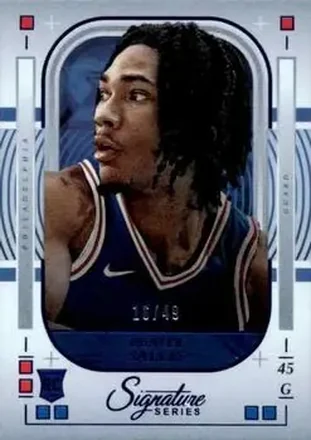 2025-26 Panini Signature Series - Blue #50 - Hunter Sallis - Philadelphia 76ers
