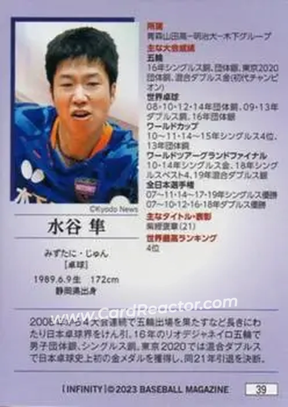 2023 BBM Infinity #39 - Jun Mizutani - Back