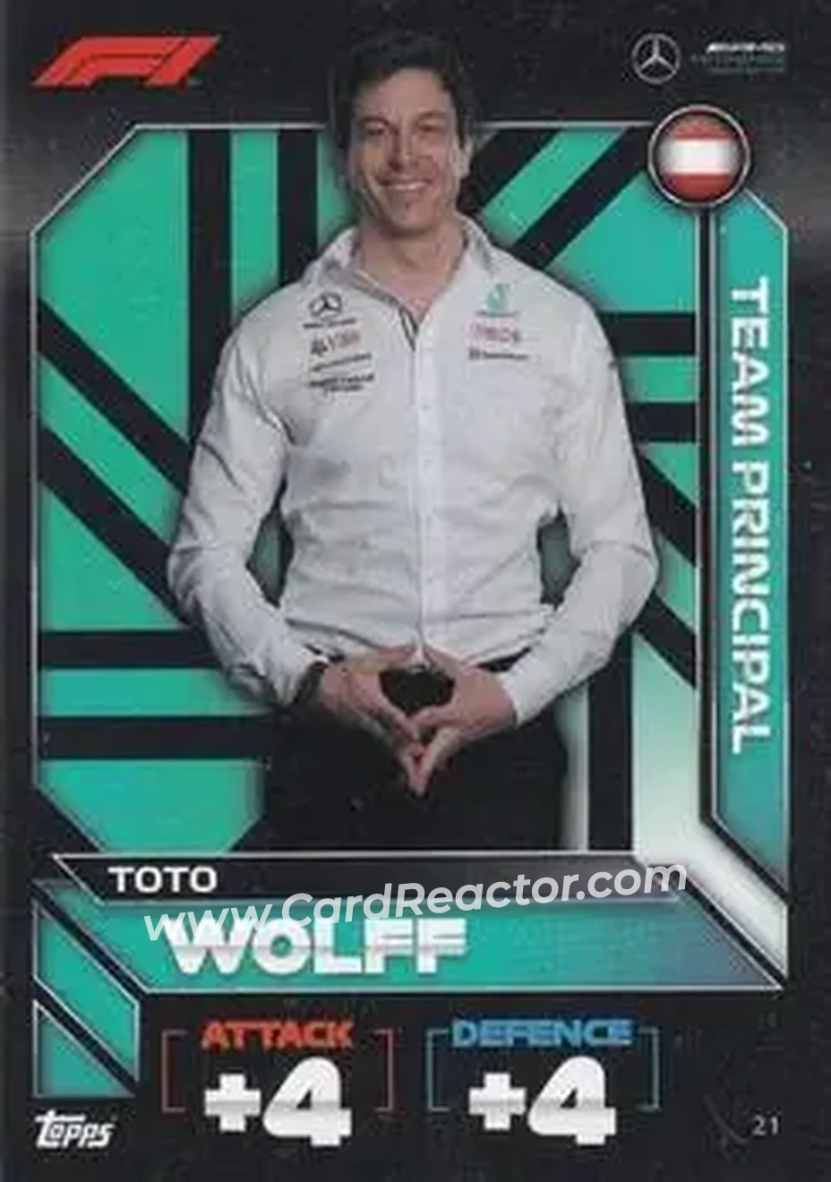 2022 Topps Turbo Attax F1 #21 - Toto Wolff - Mercedes-AMG Petronas Formula One Team - Front