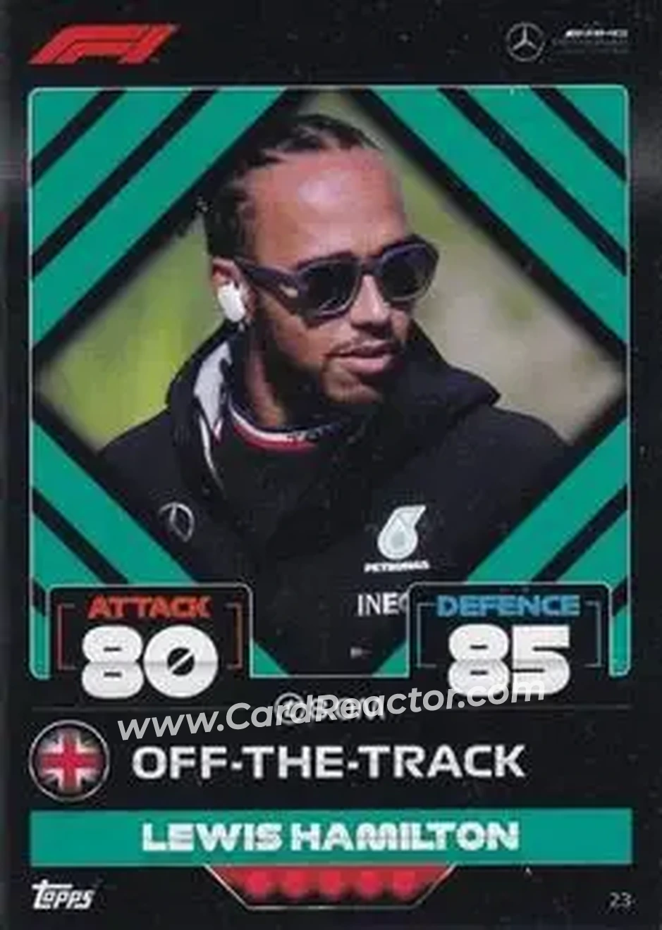 2022 Topps Turbo Attax F1 #23 - Lewis Hamilton - Mercedes-AMG Petronas Formula One Team - Front 2022 Topps Turbo Attax F1 #23 - Lewis Hamilton - Mercedes-AMG Petronas Formula One Team - Front
