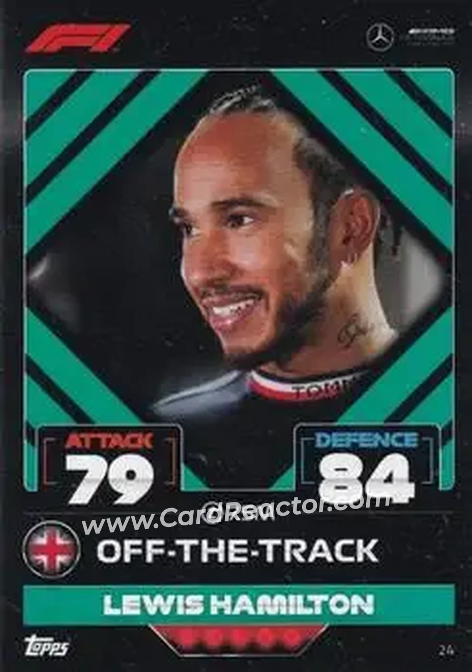2022 Topps Turbo Attax F1 #24 - Lewis Hamilton - Mercedes-AMG Petronas Formula One Team - Front 2022 Topps Turbo Attax F1 #24 - Lewis Hamilton - Mercedes-AMG Petronas Formula One Team - Front