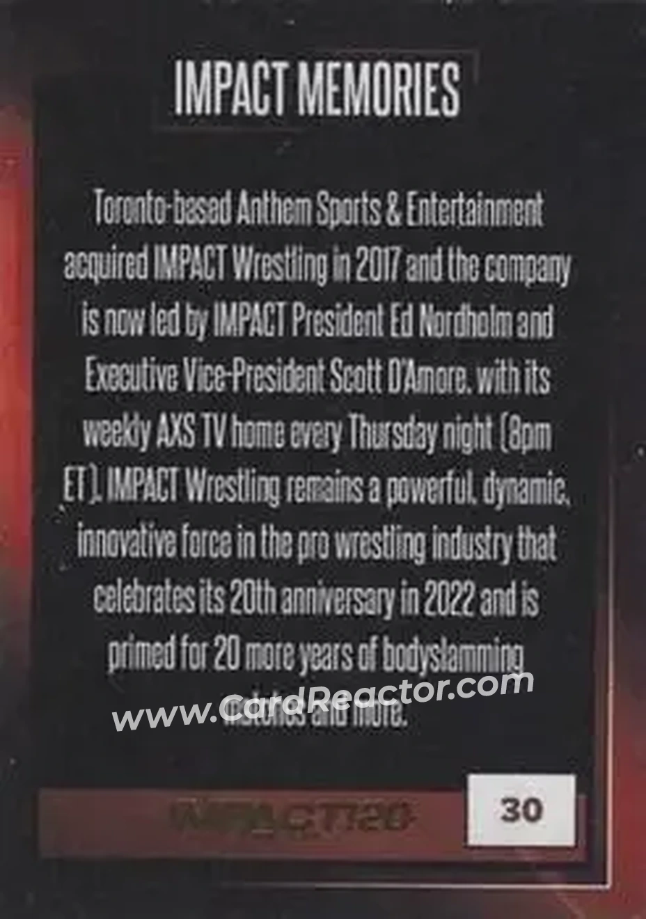 2022 Impact! Wrestling #30 - Anthem Sports & Entertainment - Back