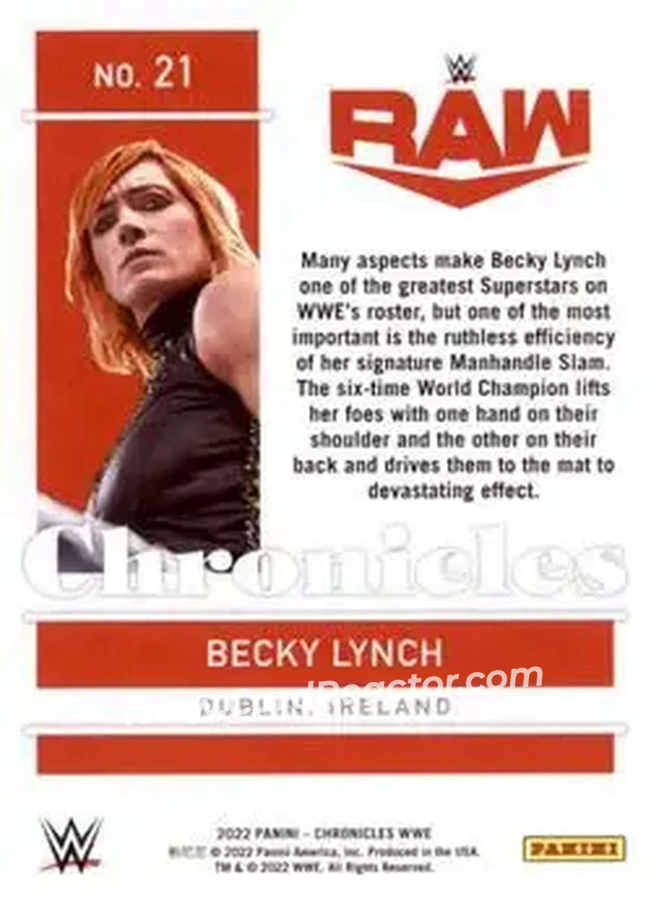 2022 Panini Chronicles WWE #21 - Becky Lynch - Back