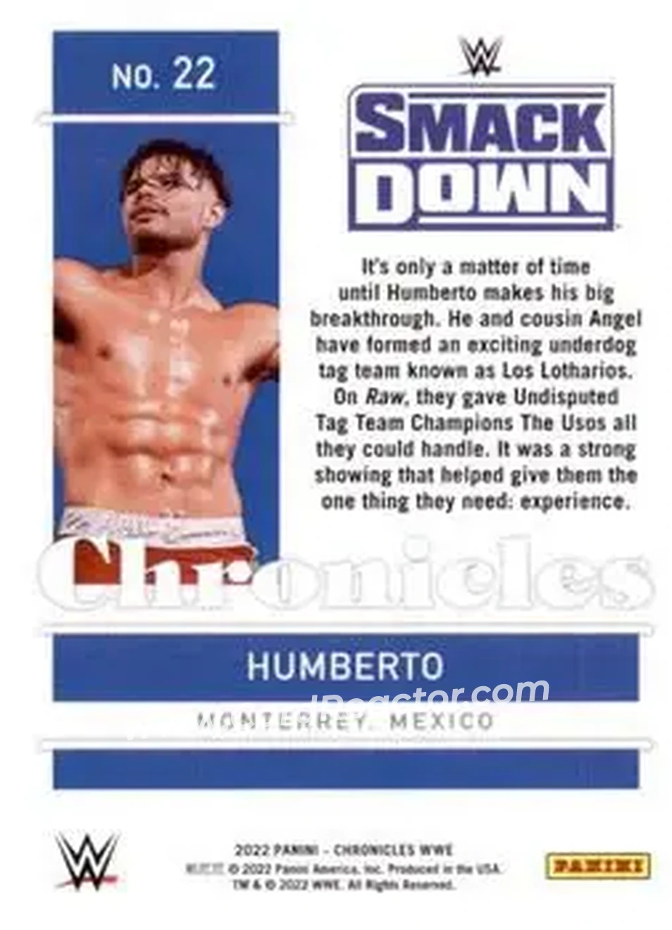 2022 Panini Chronicles WWE #22 - Berto - Back