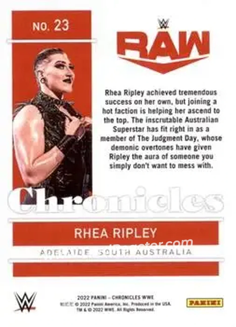 2022 Panini Chronicles WWE #23 - Rhea Ripley - Back