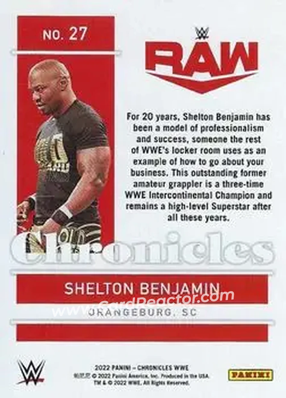 2022 Panini Chronicles WWE #27 - Shelton Benjamin - Back