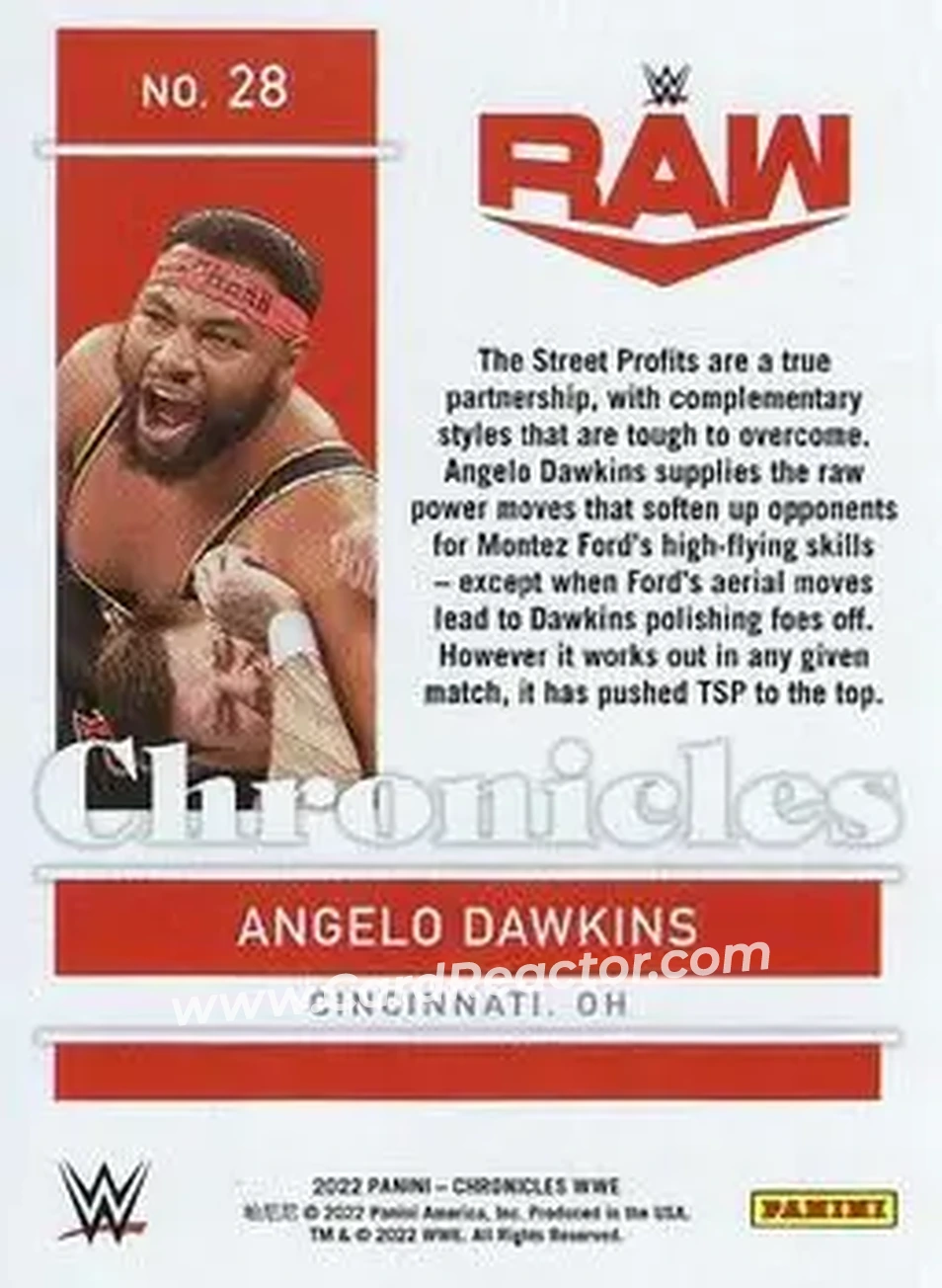2022 Panini Chronicles WWE #28 - Angelo Dawkins - Back