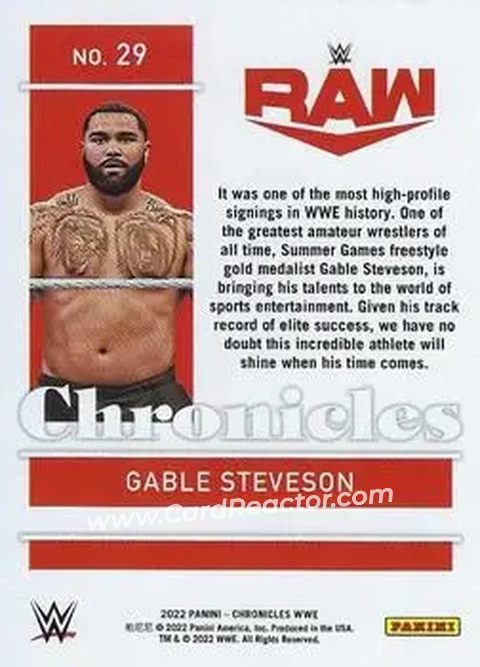 2022 Panini Chronicles WWE #29 - Gable Steveson - Back