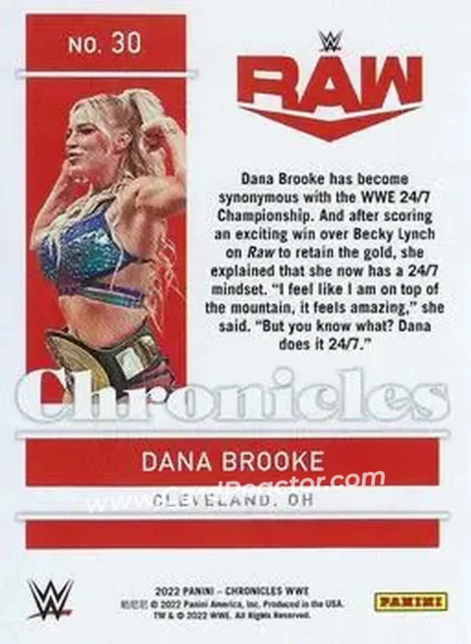 2022 Panini Chronicles WWE #30 - Dana Brooke - Back