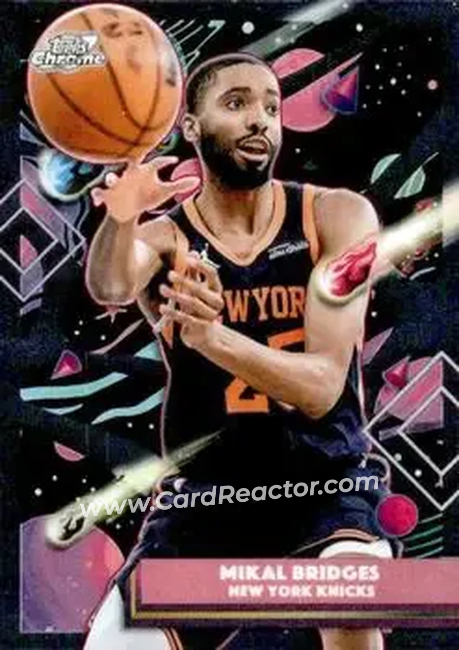2025-26 Topps Chrome Cosmic #80 - Mikal Bridges - New York Knicks - Front