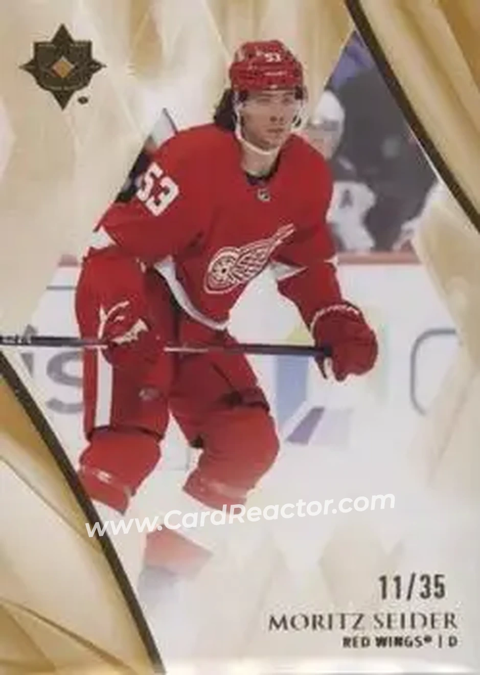 2023-24 Upper Deck Ultimate Collection - Gold #20 - Moritz Seider - Detroit Red Wings - Front 2023-24 Upper Deck Ultimate Collection - Gold #20 - Moritz Seider - Detroit Red Wings - Front