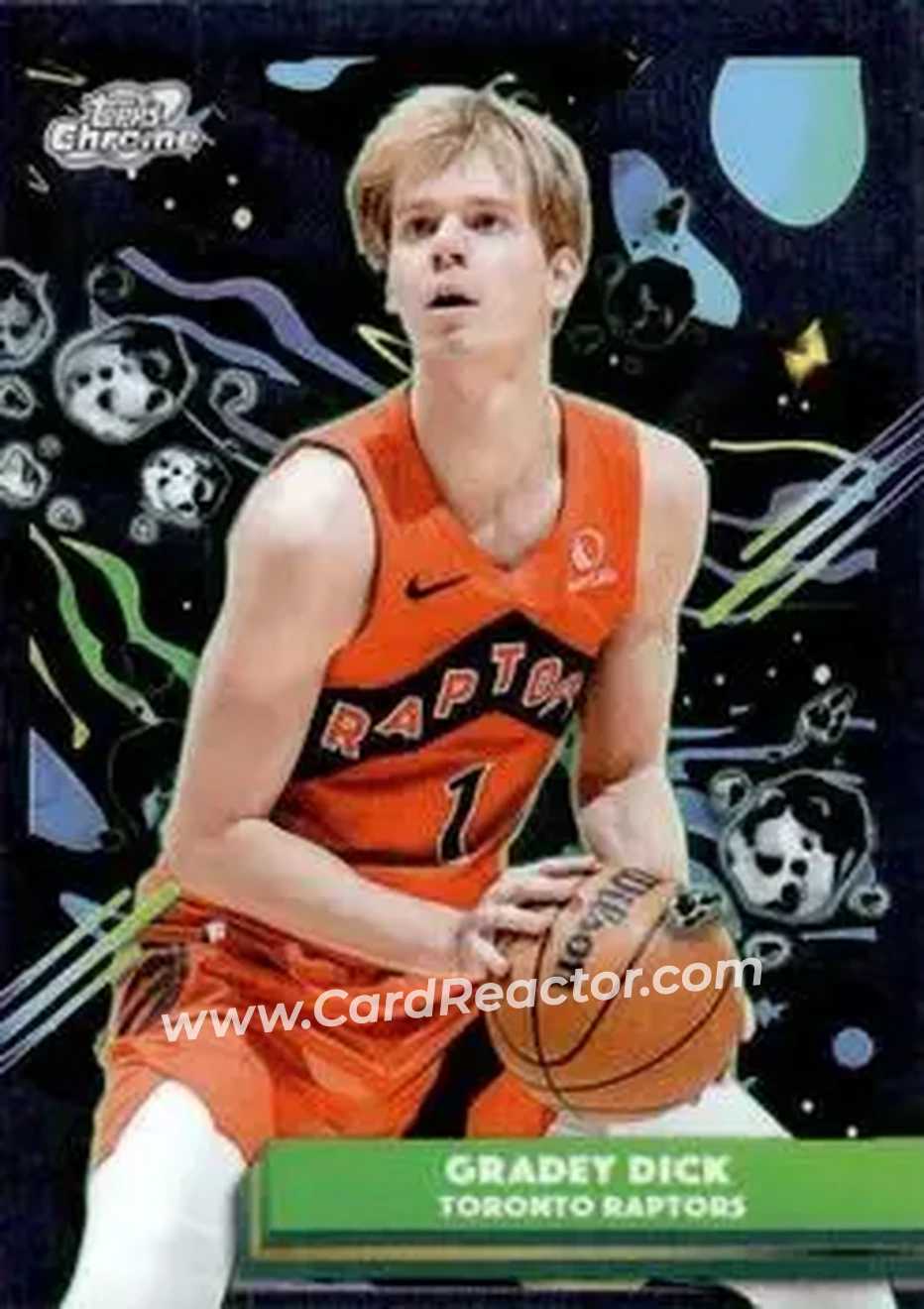2025-26 Topps Chrome Cosmic #93 - Gradey Dick - Toronto Raptors - Front 2025-26 Topps Chrome Cosmic #93 - Gradey Dick - Toronto Raptors - Front