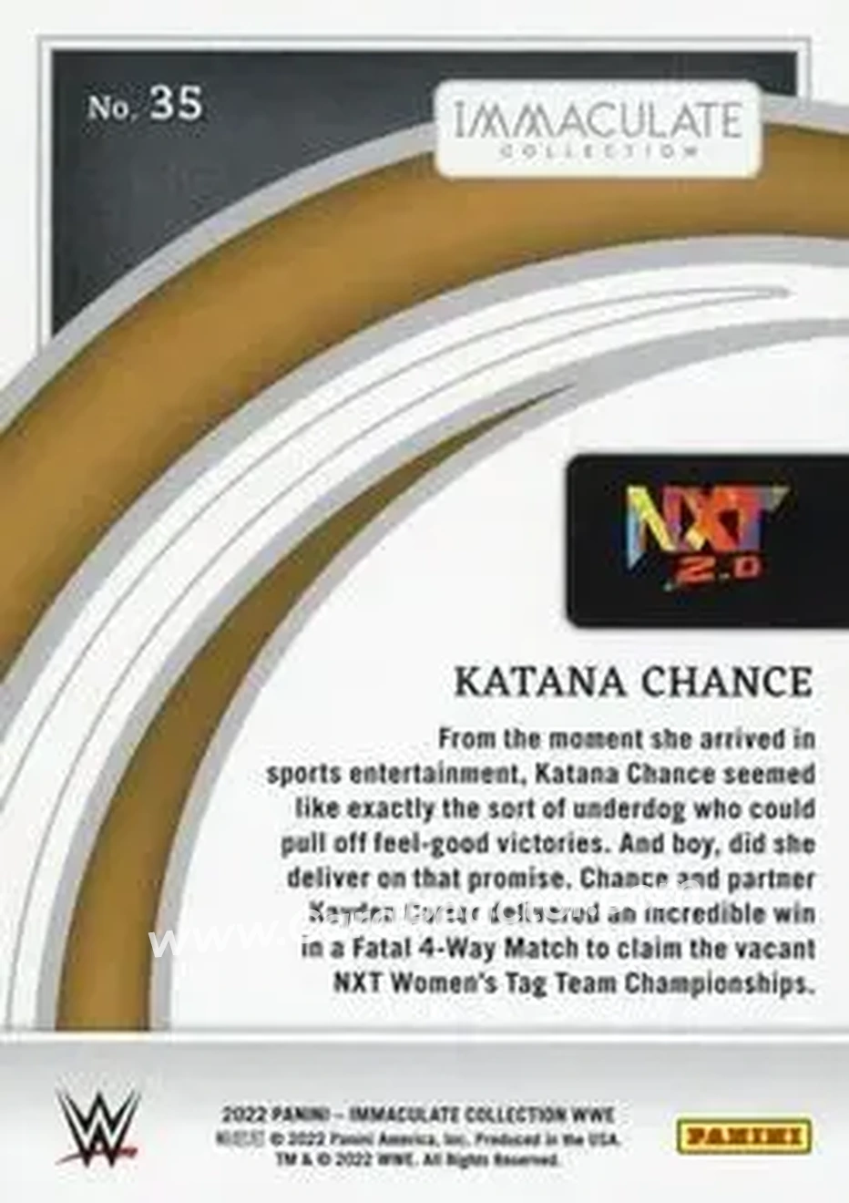 2022 Panini Immaculate Collection WWE #35 - Katana Chance - Back