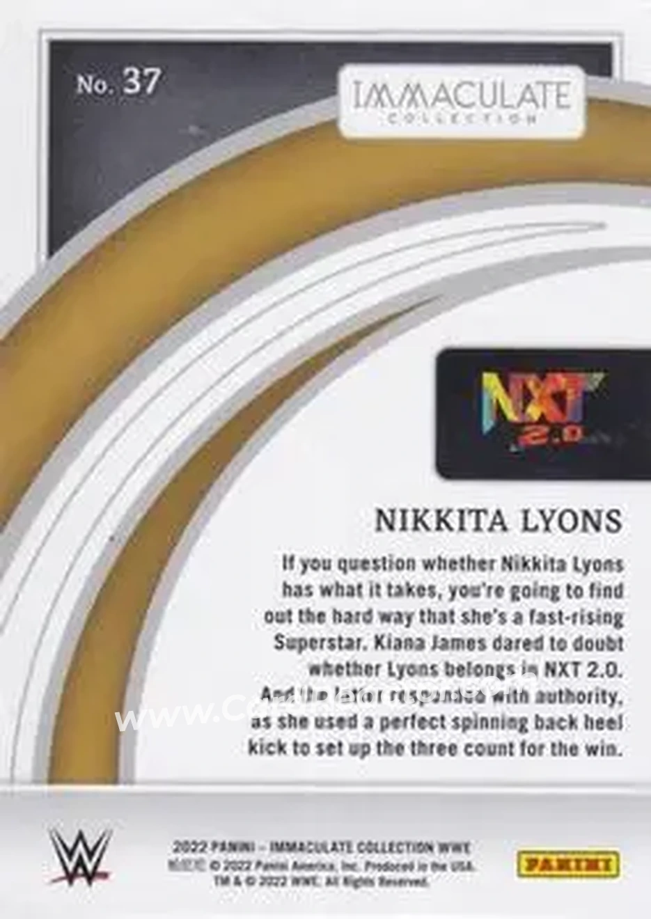 2022 Panini Immaculate Collection WWE #37 - Nikkita Lyons - Back