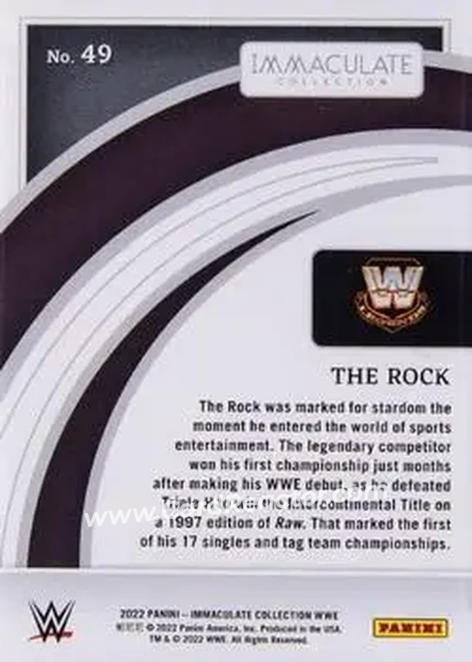 2022 Panini Immaculate Collection WWE #49 - The Rock - Back