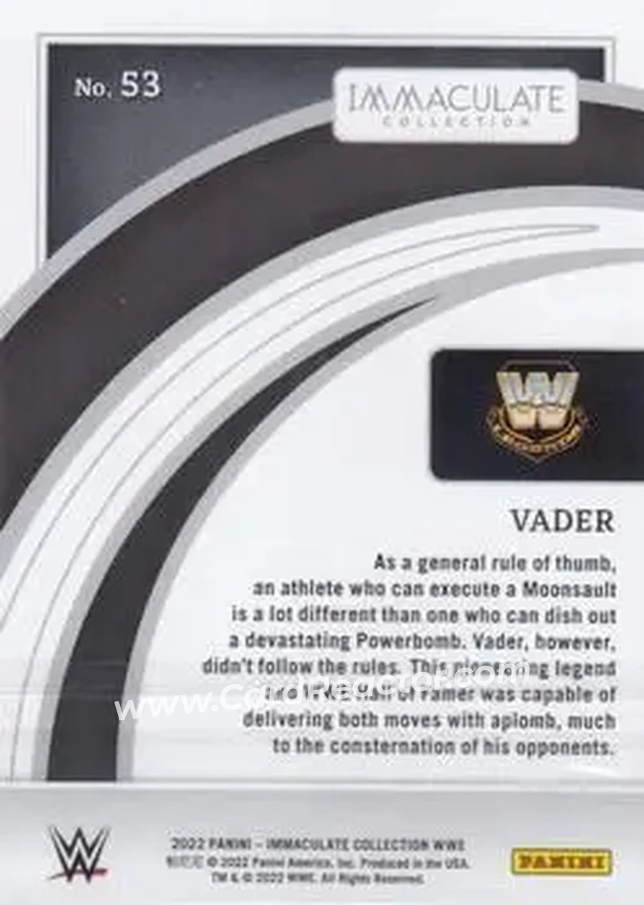 2022 Panini Immaculate Collection WWE #53 - Vader - Back