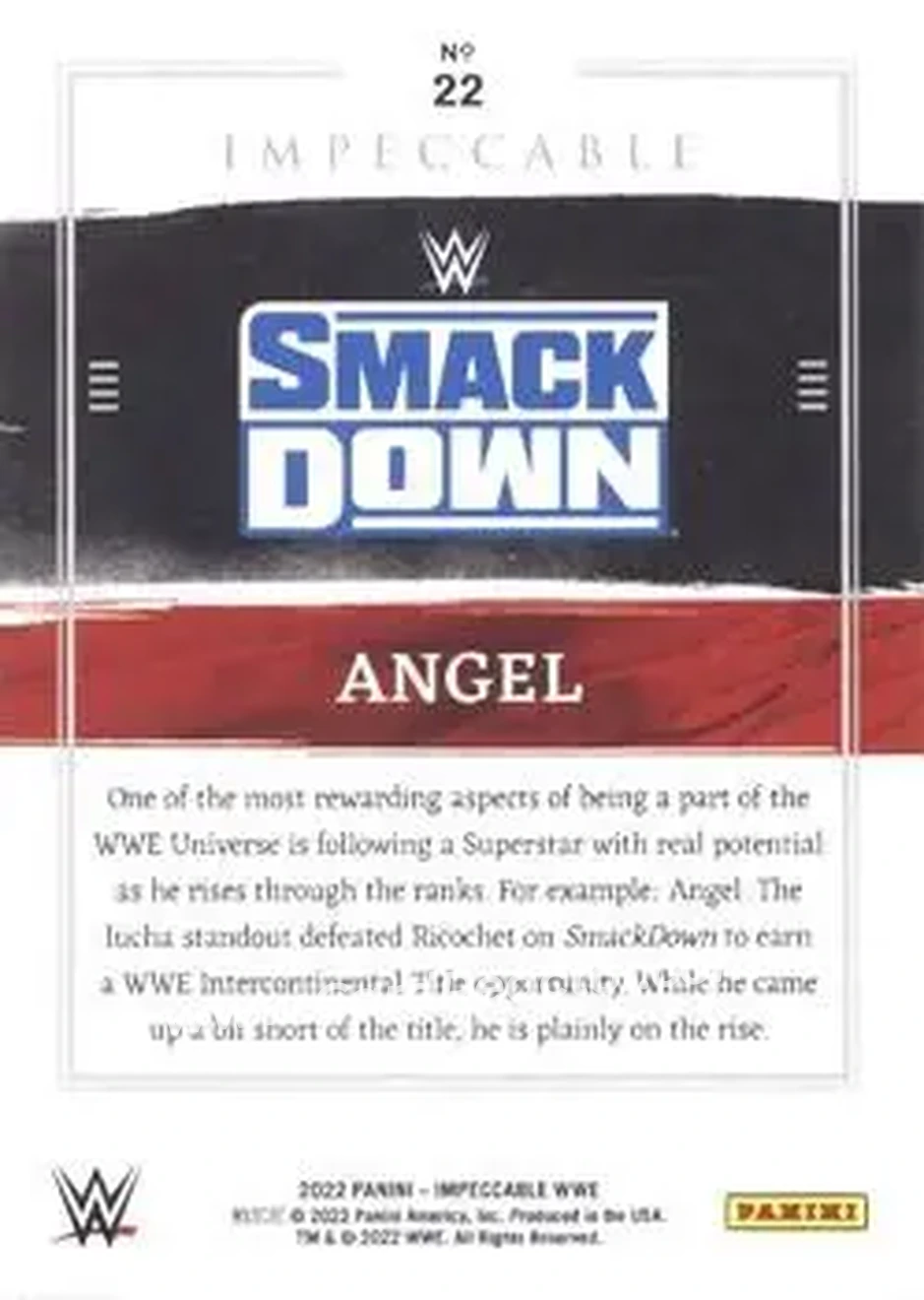 2022 Panini Impeccable WWE #22 - Angel - Back