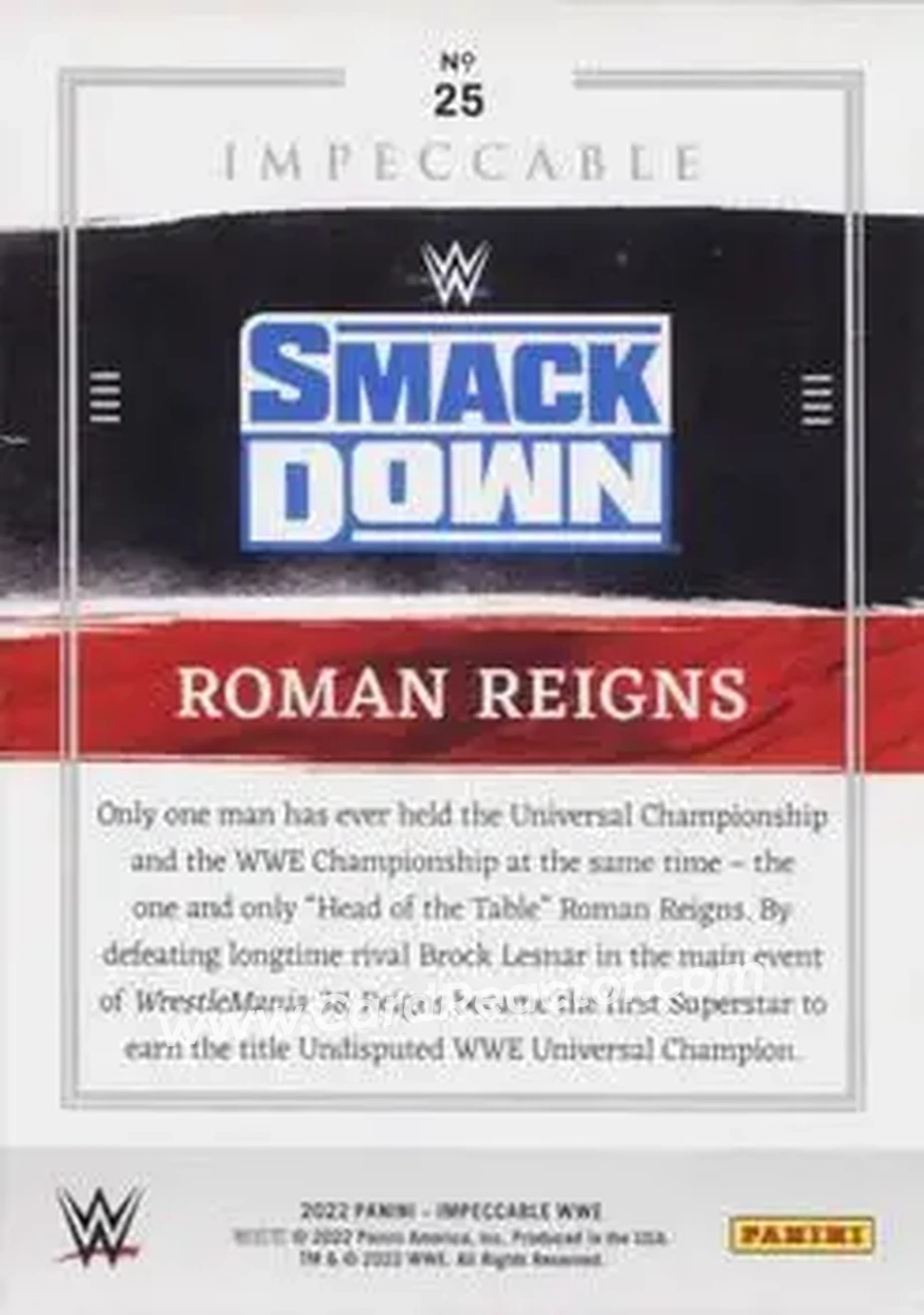 2022 Panini Impeccable WWE #25 - Roman Reigns - Back