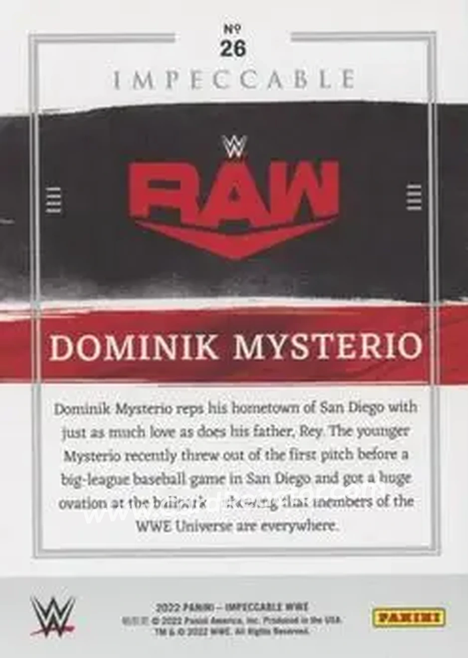 2022 Panini Impeccable WWE #26 - "Dirty" Dominik Mysterio - Back