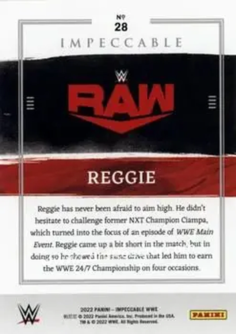 2022 Panini Impeccable WWE #28 - Reggie - Back