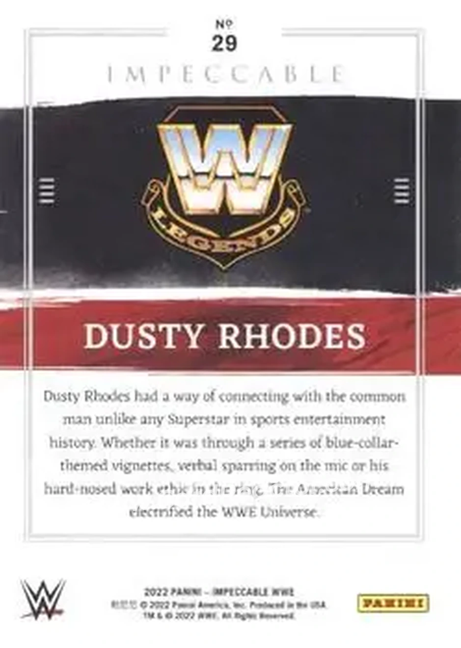 2022 Panini Impeccable WWE #29 - Dusty Rhodes - Back